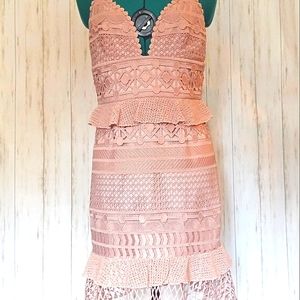 Saylor dusty pink / blush lace dress